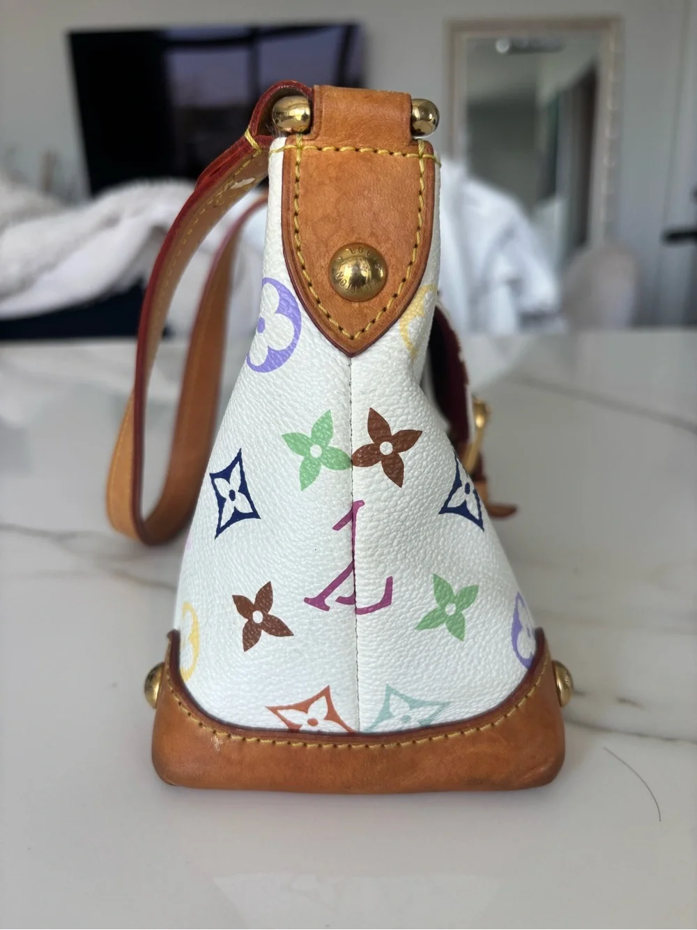 Louis Vuitton Eliza Takashi Murakami White Multicolor Monogram Shoulder Bag - Picture 5 of 12